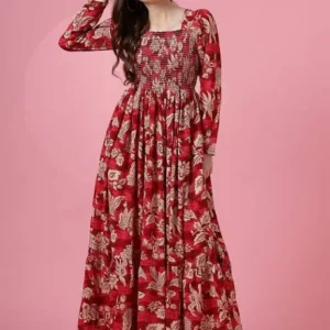 Red Printed Full Dress(Small Size)